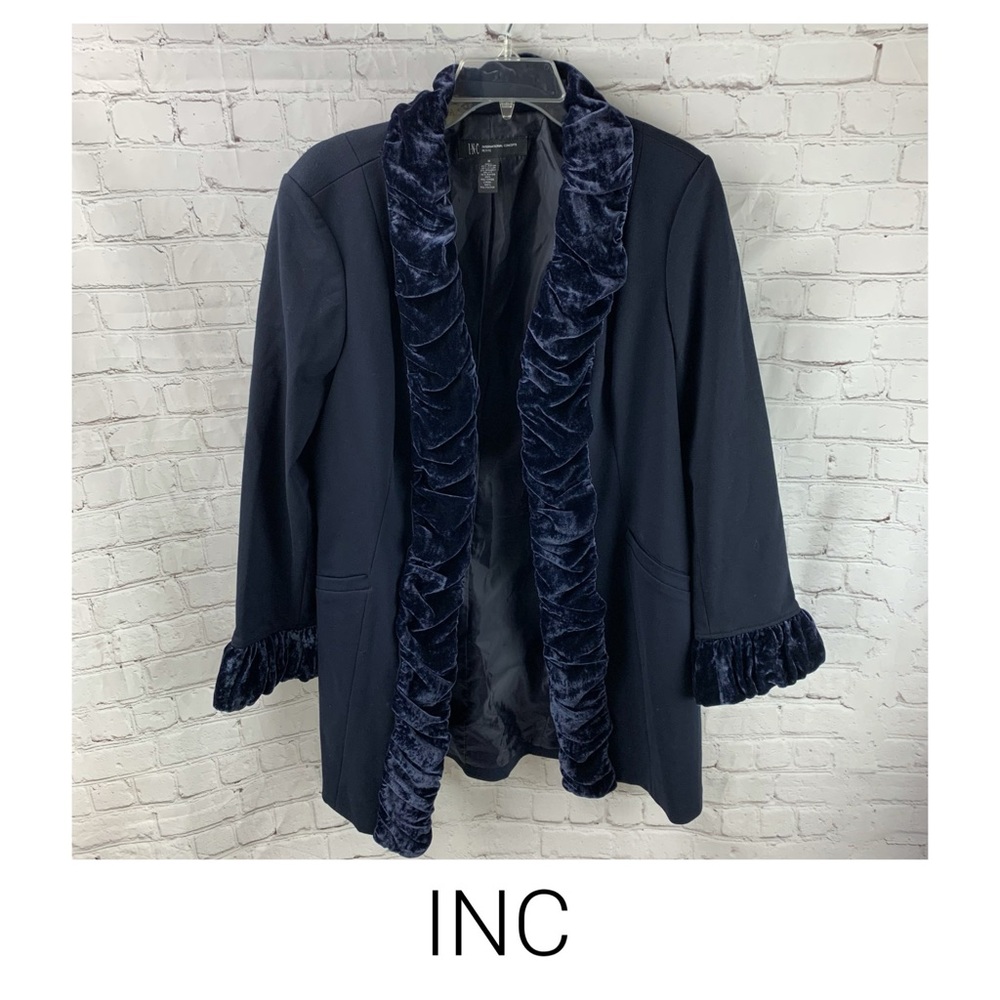 I.N.C. Velvet Trim Ponté-Knit Coat